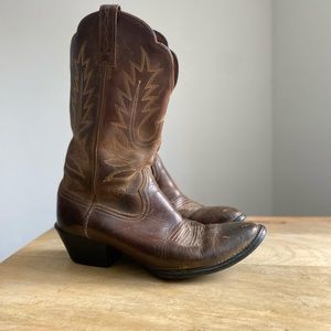 Ariat brown leather topstitch cowboy boots Womens 7